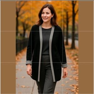 🛍Women's Black and Gray Open Front Sweater rain&rose small
#business casual